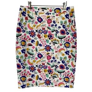 Boden Gabriella Pencil Skirt Ivory Tropical Retreat Floral Print Women's Size 10